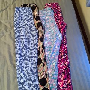 Lot of 4 LuLaRoe One Size comfy soft print leggings excellent condition!